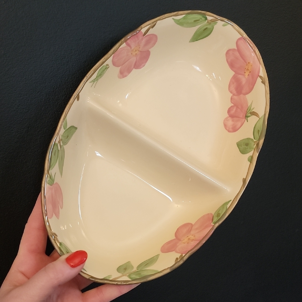 VINTAGE Franciscan Desert Rose Divided Serving Dish Pink Floral